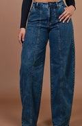 High Rise Acid Blue Barrel Jeans