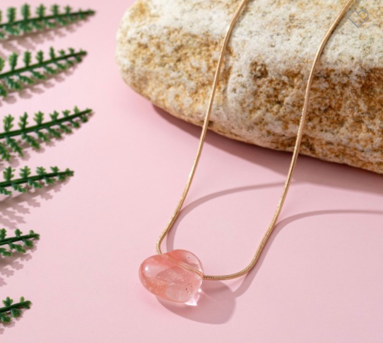 Natural Stone Semi Precious Heart Necklace