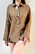 Decorative Button satin shirt