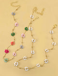 Summer multi beaded hower charm necklace
