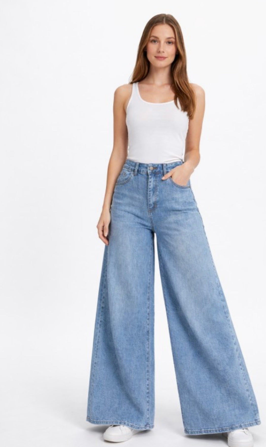 High Waisted Denim Pants Poked Baggy Jeans