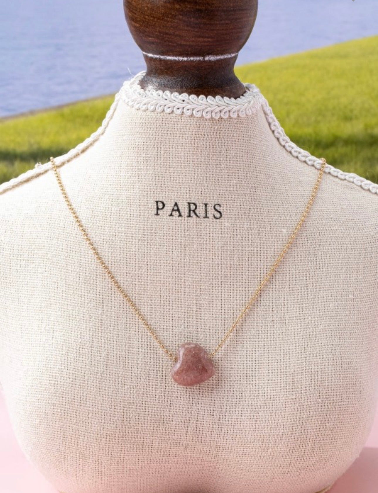 Natural Stone Semi Precious Heart Necklace