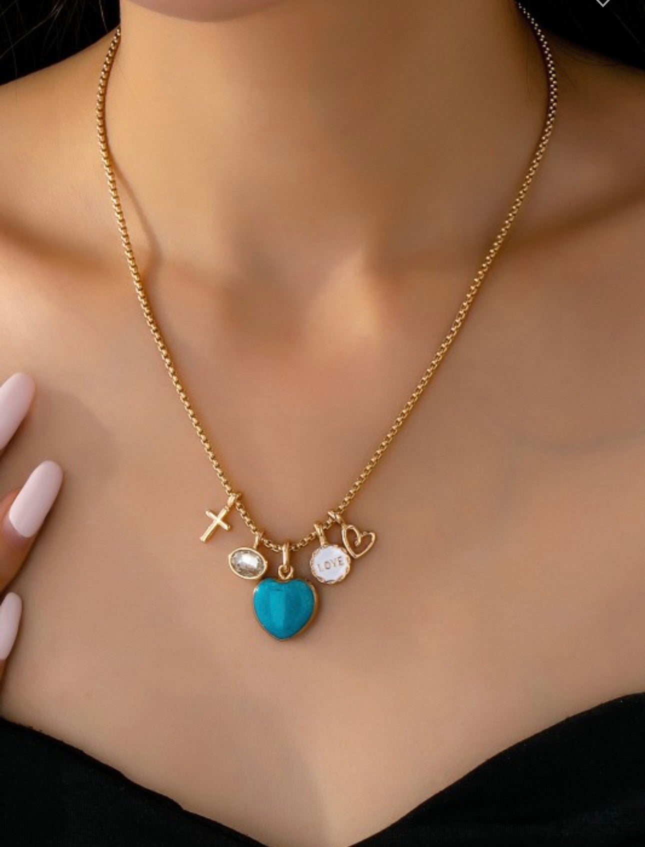 Cluster Charm love faith charm necklace
