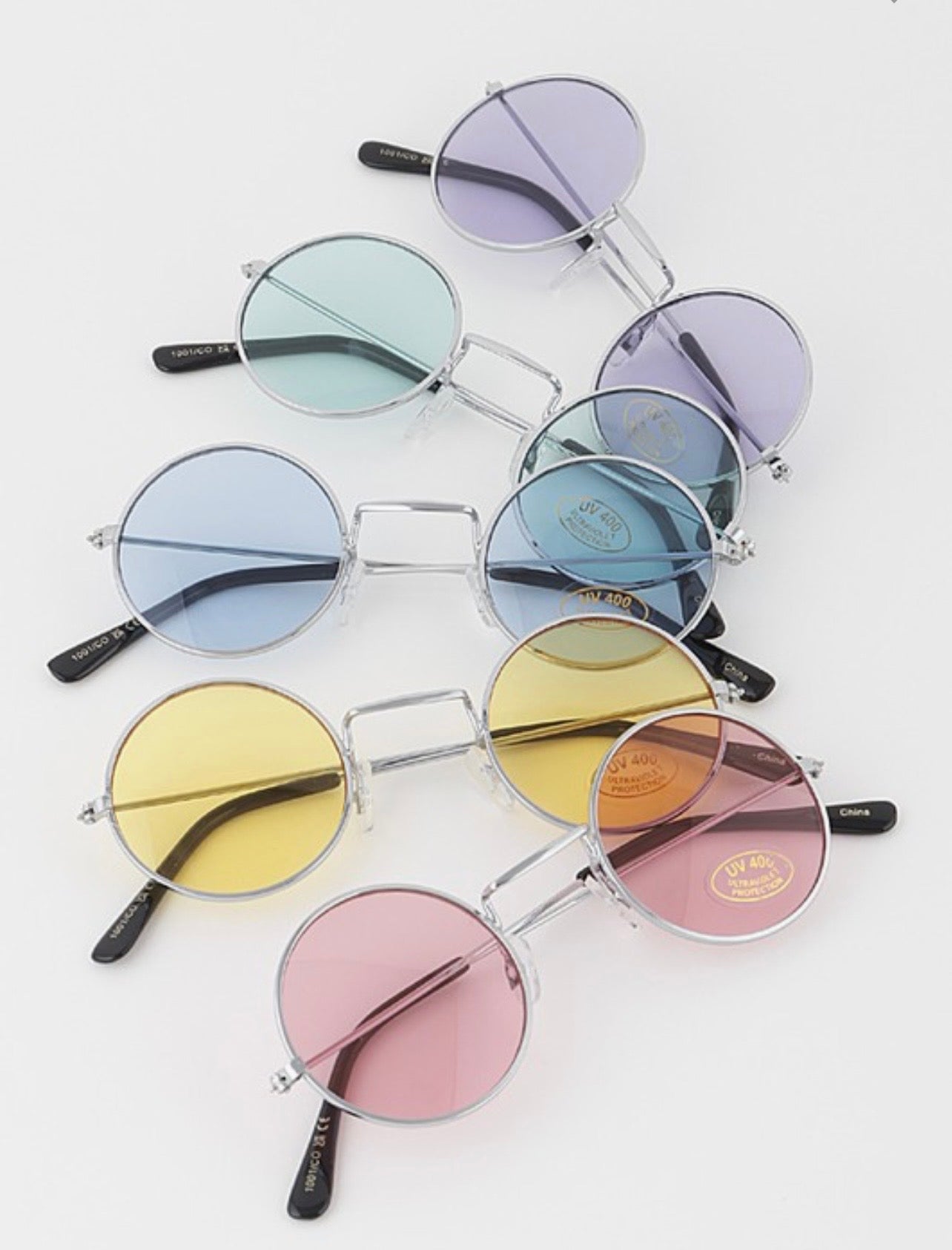 Bright tinted round sunglasses