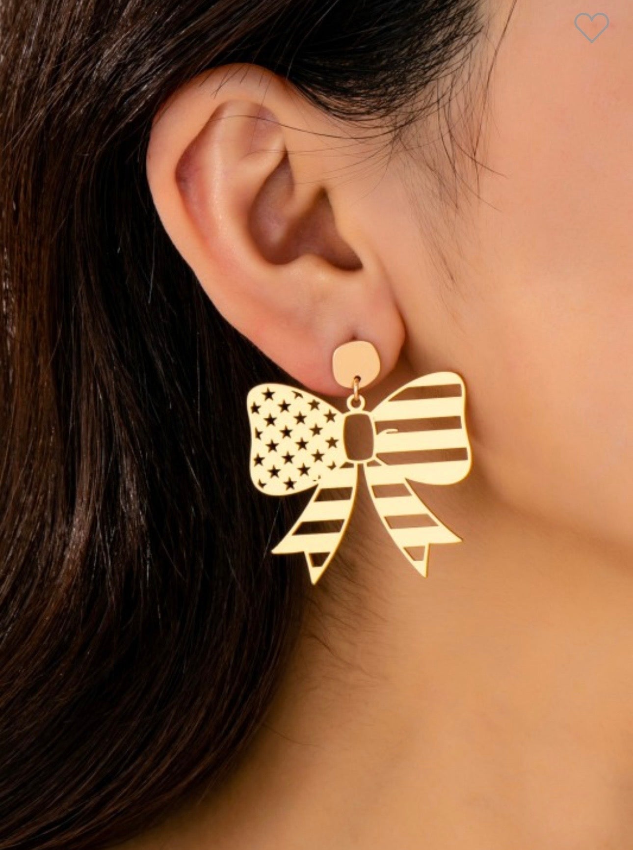 Four of July star stripe bow mate gold earrings