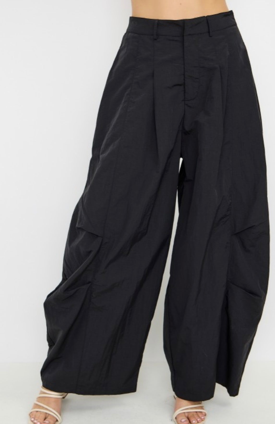 Nylon High Waisted Wide Leg Balloon Pants
