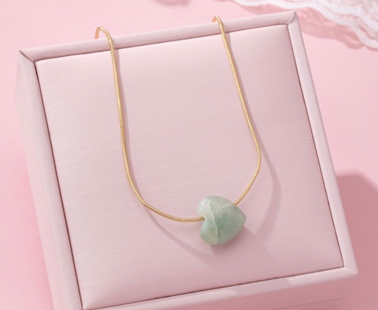 Natural Stone Semi Precious Heart Necklace
