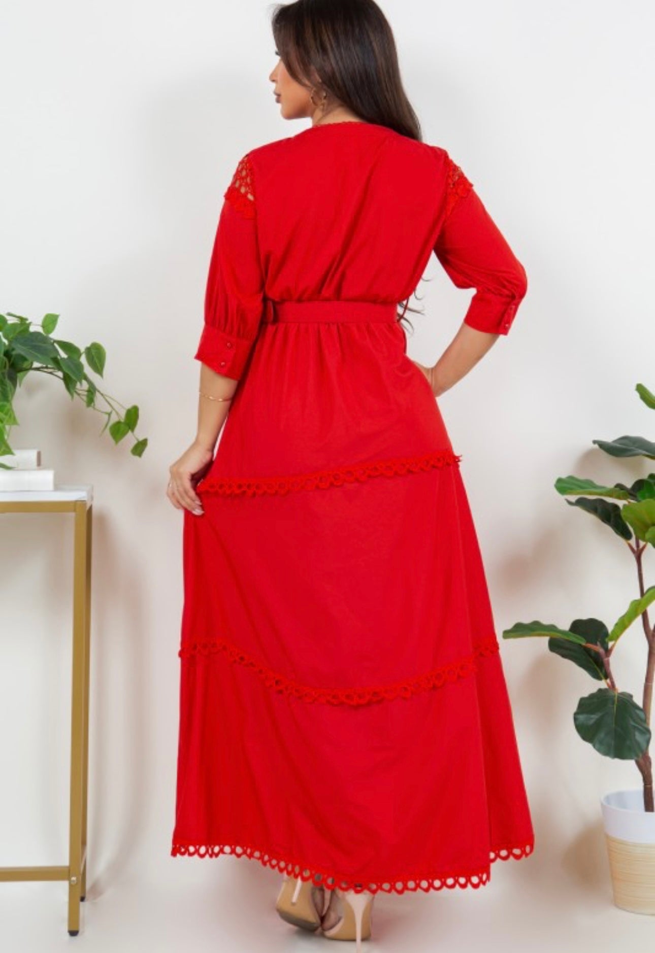 Solid Crochet Elegant Maxxi Dress