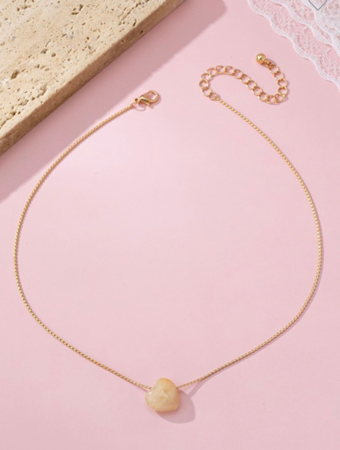 Natural Stone Semi Precious Heart Necklace