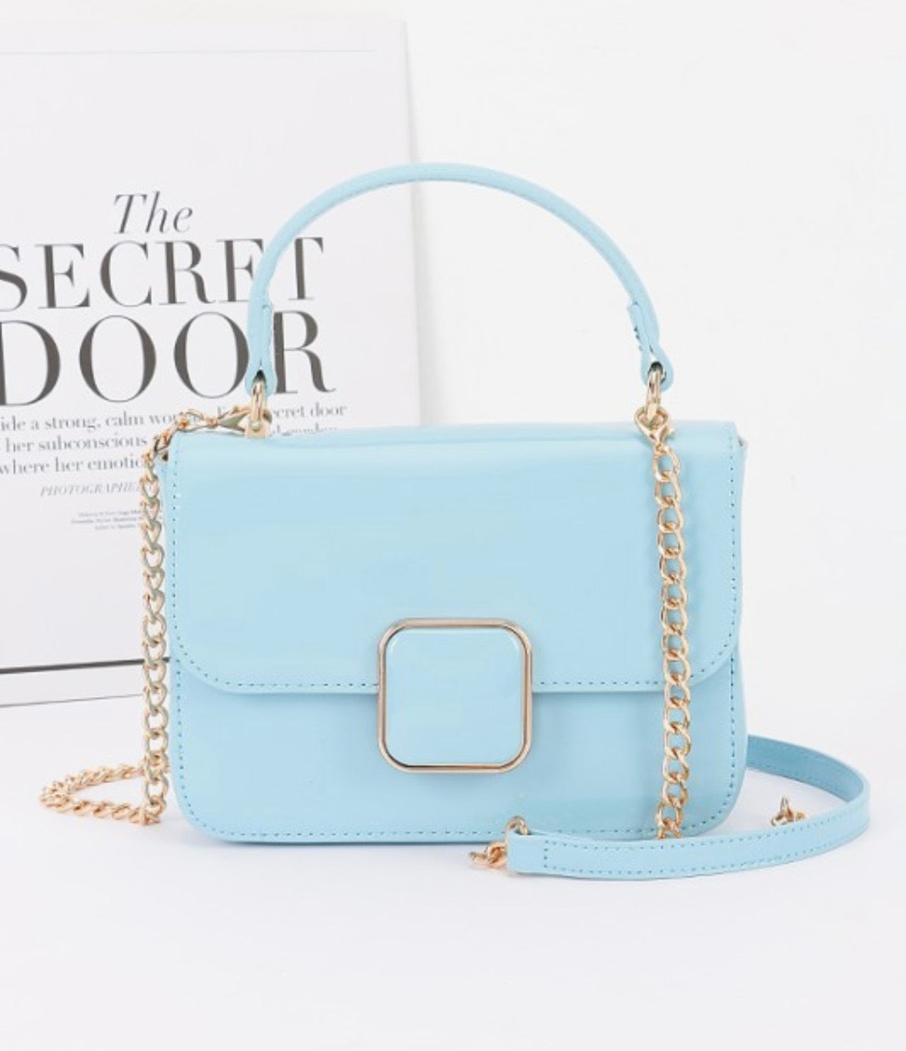 Patent vegan bag leather top handle