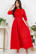 Solid Crochet Elegant Maxxi Dress