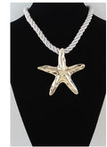 Hammered Starfish braided statement necklace
