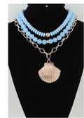 Multi seashell chain beaded necklace